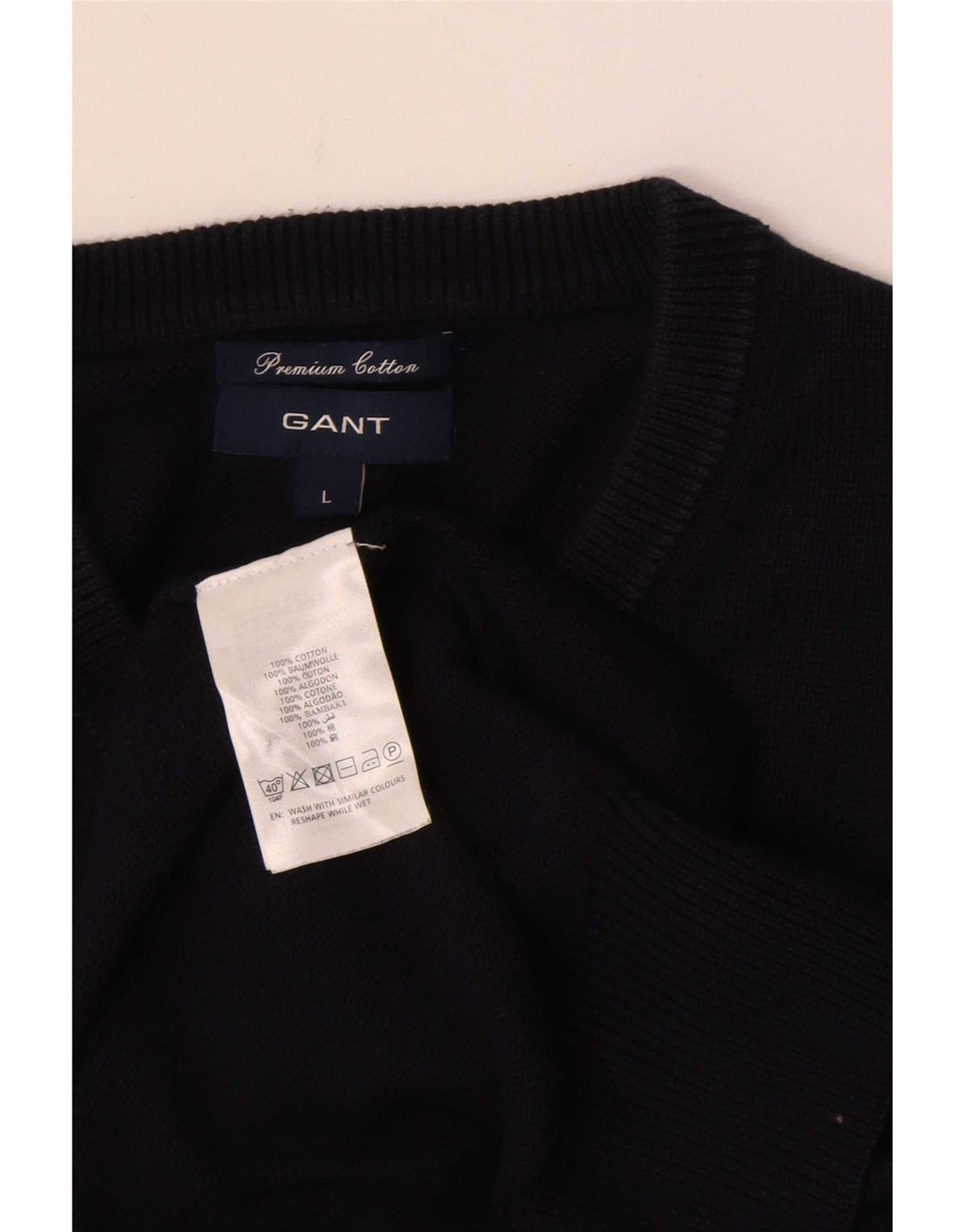Gant Maglione da uomo con scollo a V vestibilità regolare, grande cotone blu navy