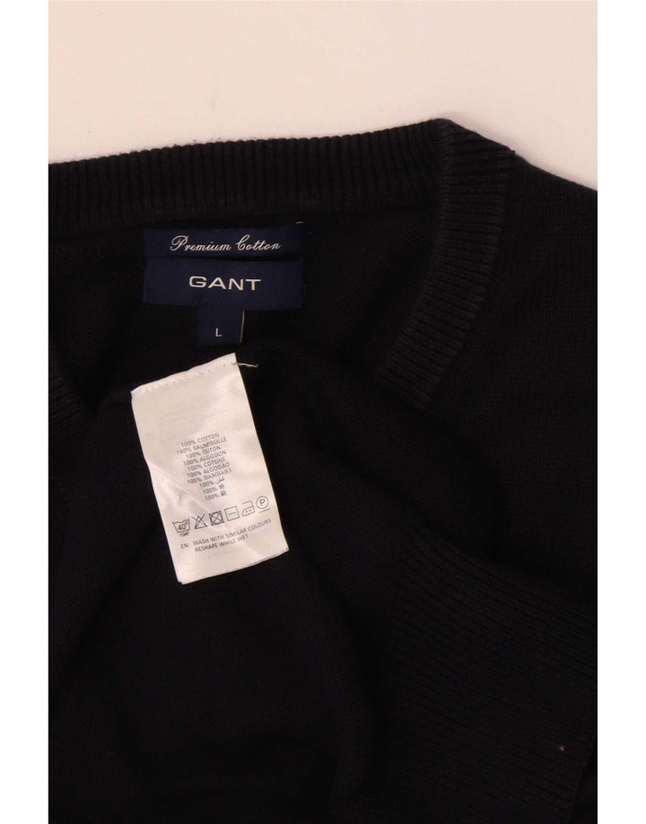 Gant Maglione da uomo con scollo a V vestibilità regolare, grande cotone blu navy