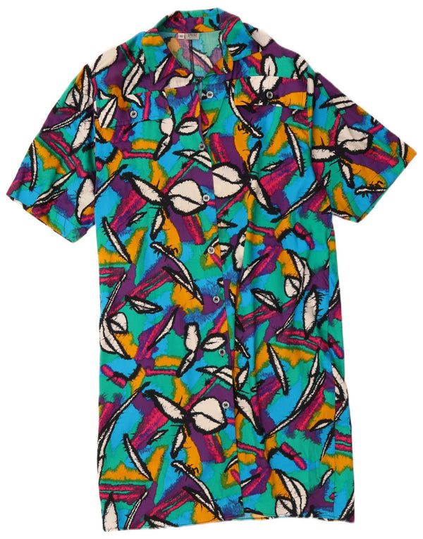 Abito camicia vintage da donna con motivo astratto IT 48 XL multicolore
