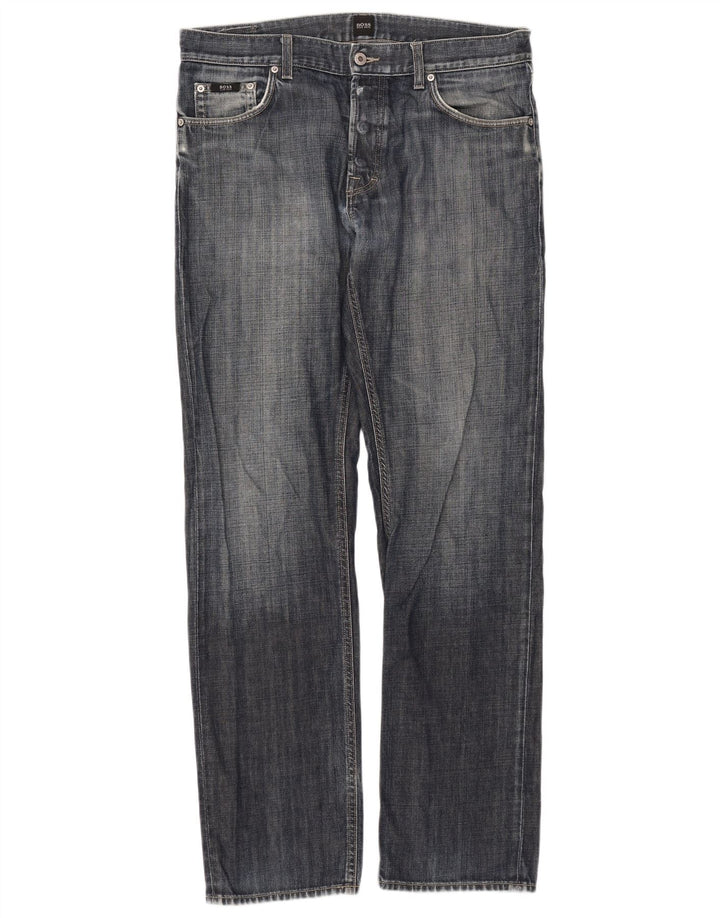 Jeans dritti da uomo Hugo Boss W35 L34 cotone blu