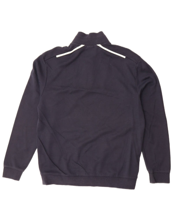 Hugo Boss Felpa con collo con zip grafica da uomo Maglione grande in cotone blu navy