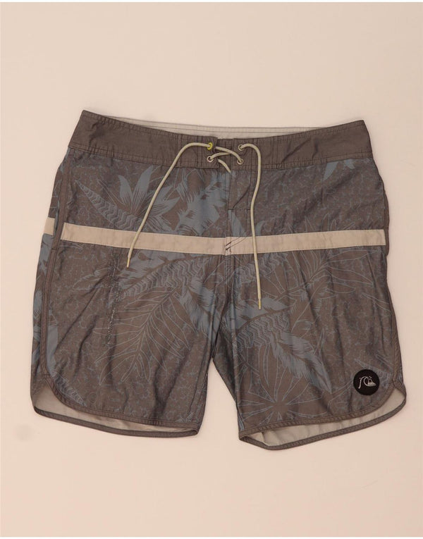 Pantaloncini da bagno grafici da uomo Quiksilver in cotone floreale grigio medio