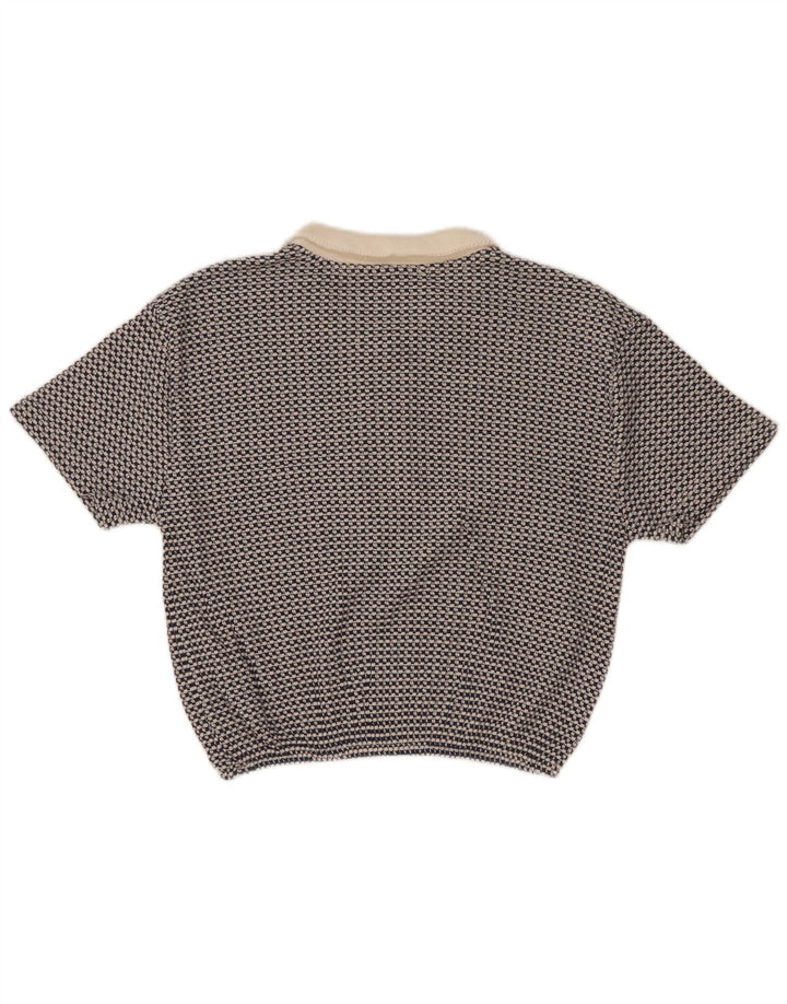 Polo corta da donna Zara UK 10 piccola blu geometrica in poliestere