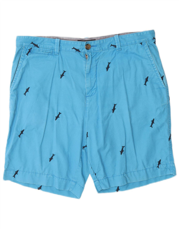 TOMMY HILFIGER Mens Abstract Pattern Chino Shorts W36 Large Blue Cotton