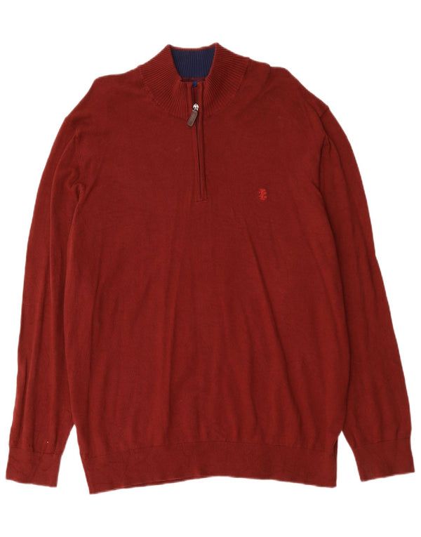 Maglione da uomo con zip e collo Izod XL in cotone bordeaux