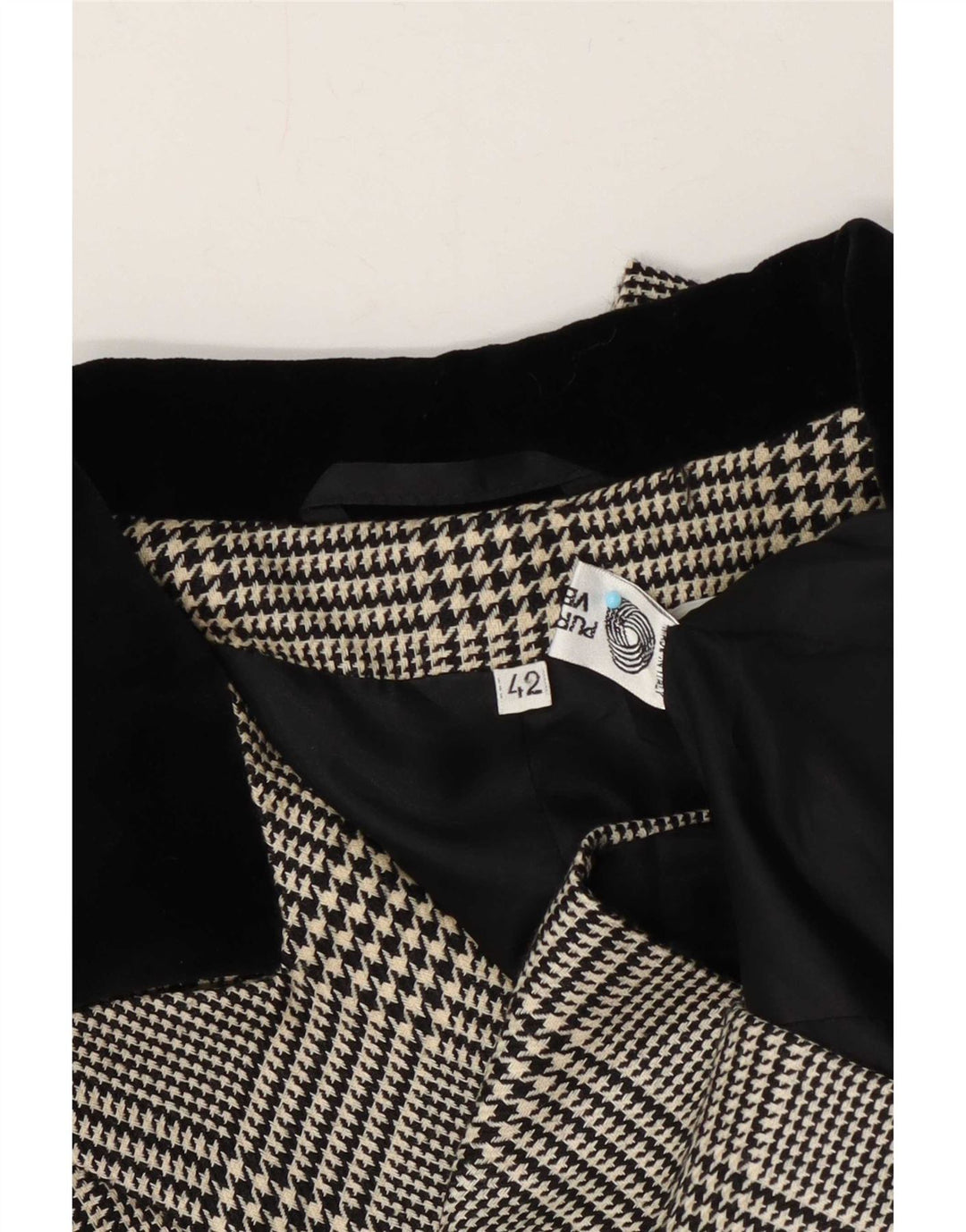 Giacca blazer doppiopetto vintage da donna IT 42 media pied de poule nera