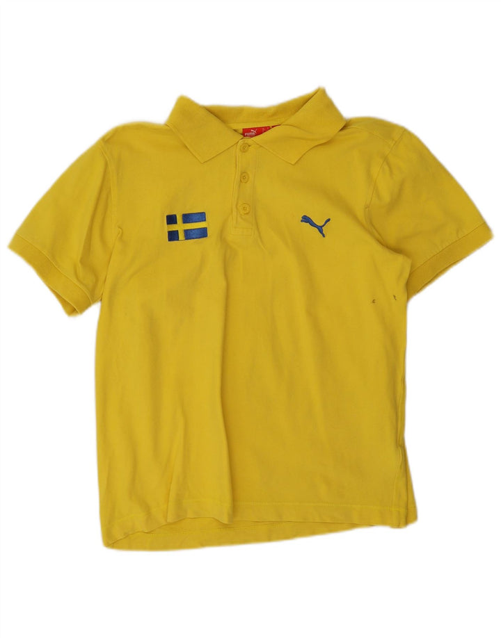 Polo Puma da uomo piccola in cotone giallo