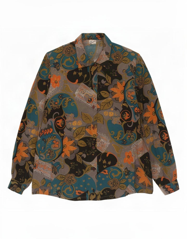 Primavera Firenze Camicia Camicetta da Donna UK 12 Medio Multicolore Floreale