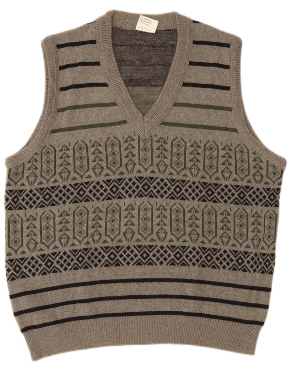 Canotta da uomo vintage canotta grande in cotone geometrico grigio