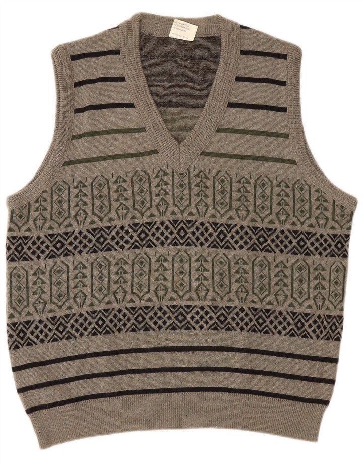 Canotta da uomo vintage canotta grande in cotone geometrico grigio