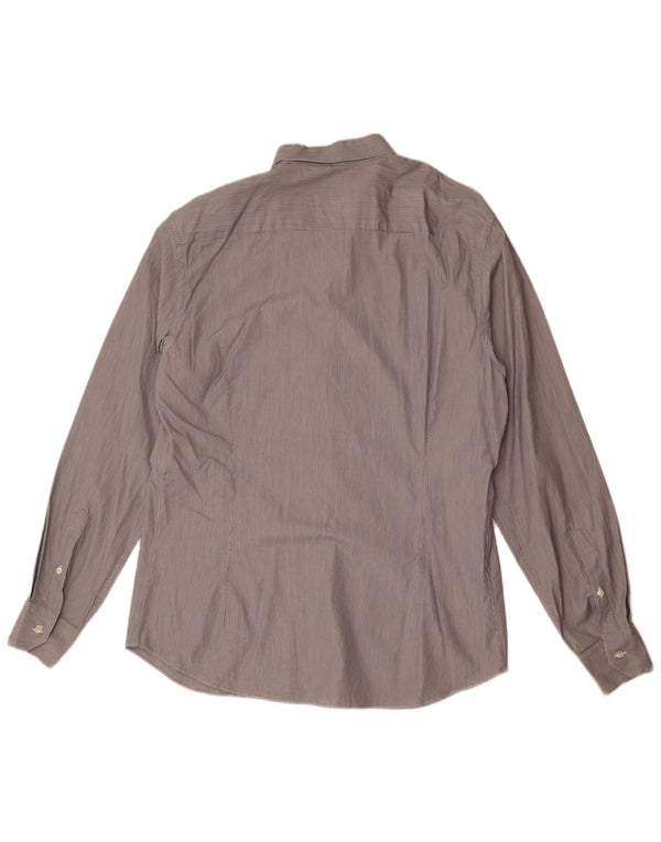 Camicia da uomo slim fit Massimo Dutti XL in cotone gessato grigio