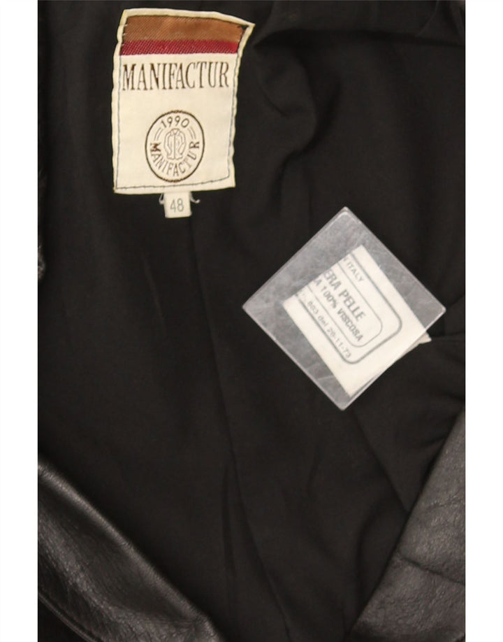 Giacca blazer vintage da uomo in pelle a 3 bottoni IT 48 pelle nera media