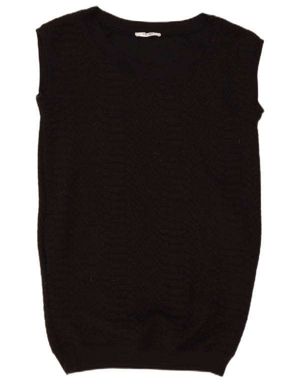 LIU JO Womens Oversized Longline Vest Tank Top UK 10 Small Black Polyester