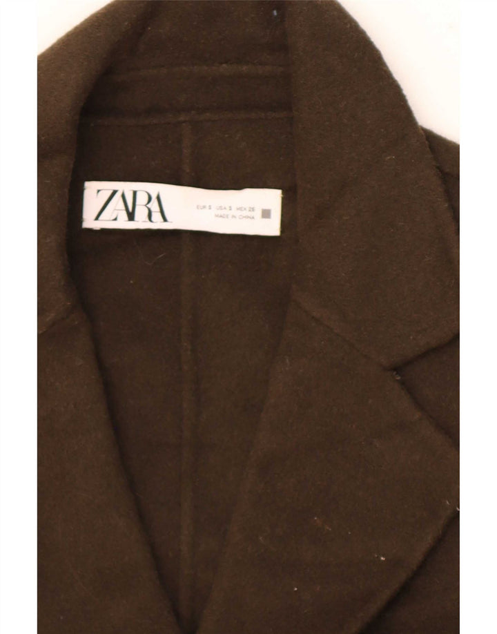 Giacca blazer doppiopetto oversize da donna Zara UK 10 piccola in lana kaki
