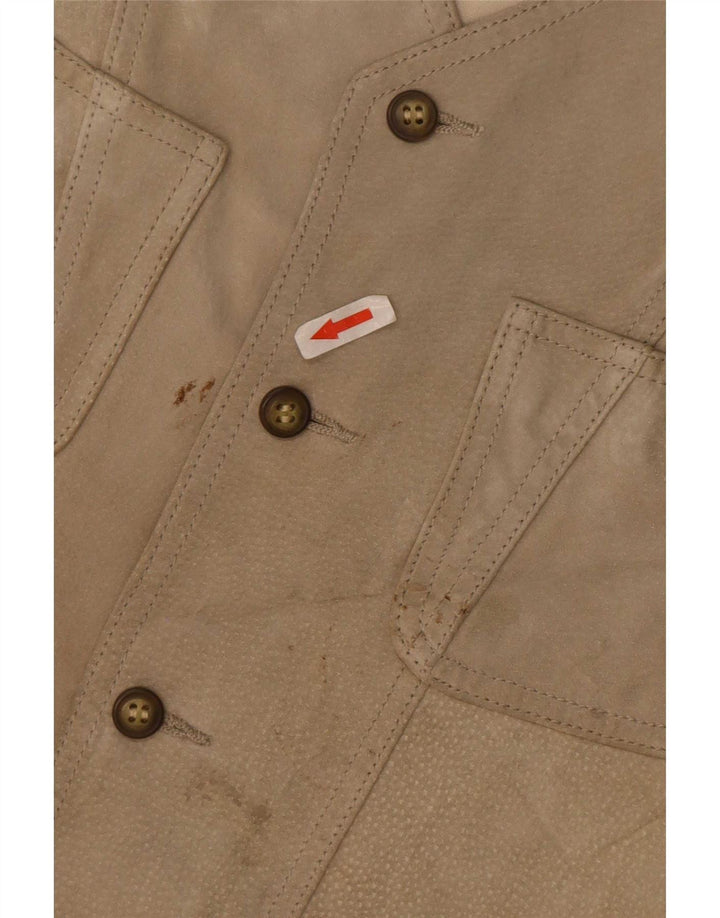 Gilet multiuso vintage da uomo in pelle scamosciata IT 48 in pelle beige medio