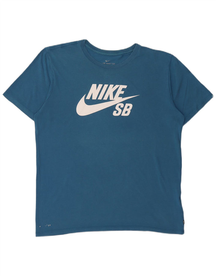 NIKE T-shirt grafica da uomo dal taglio atletico, grande, in cotone blu