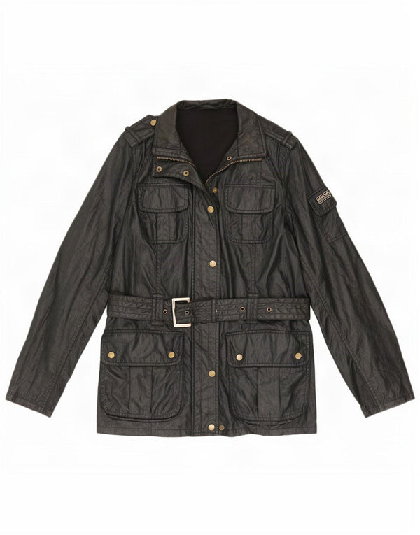 Giacca militare da donna in ecopelle Barbour UK 14 grande poliestere nero
