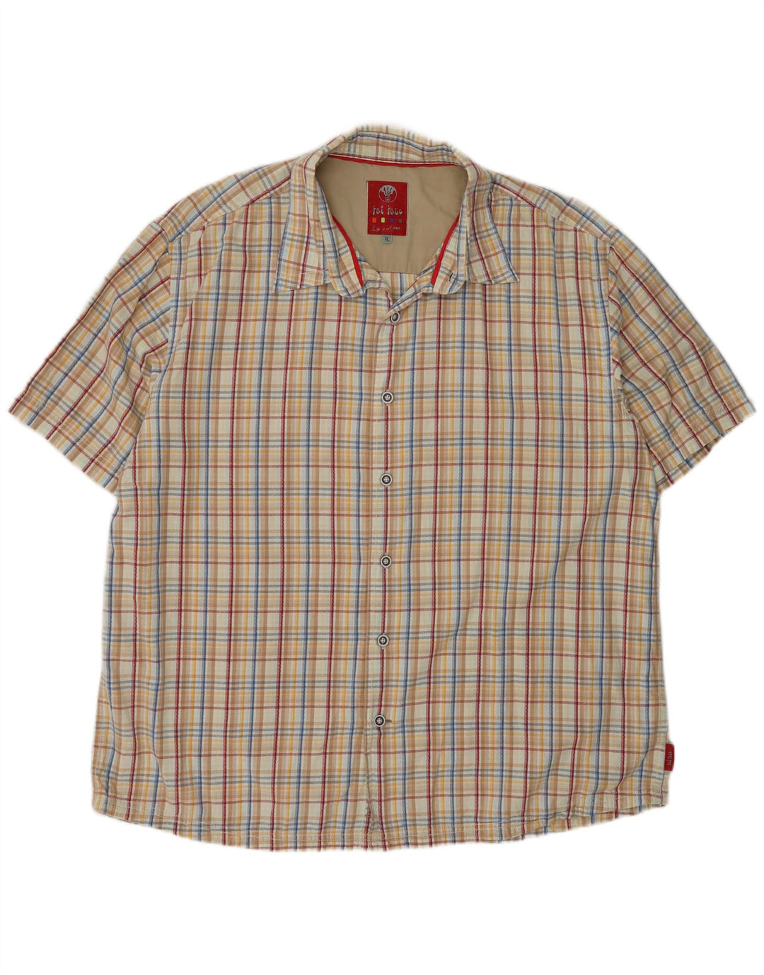 Camicia a maniche corte da uomo Fat Face XL in cotone a quadri beige
