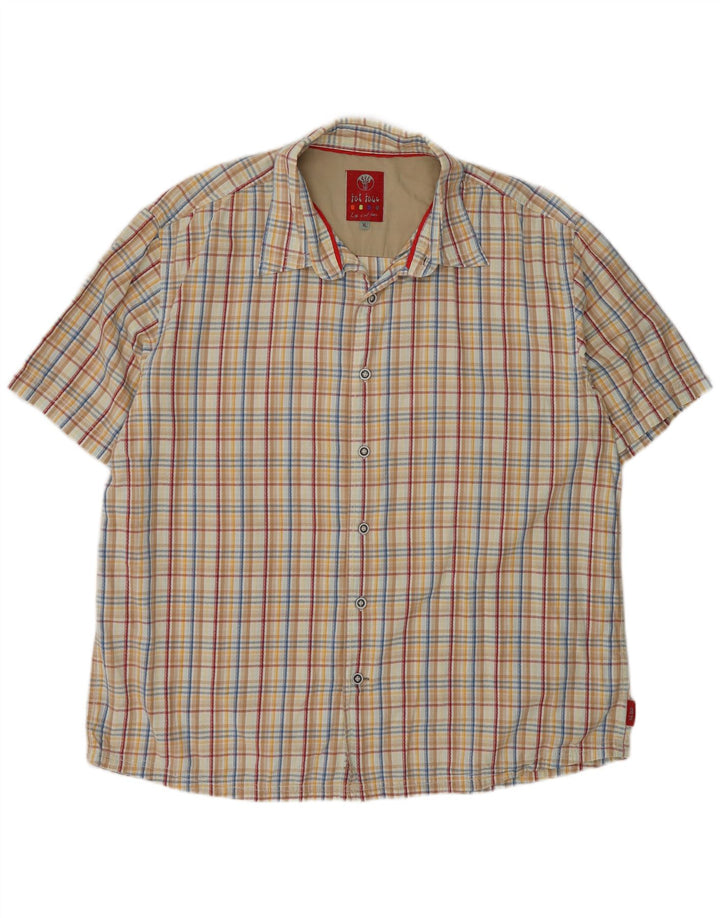 Camicia a maniche corte da uomo Fat Face XL in cotone a quadri beige