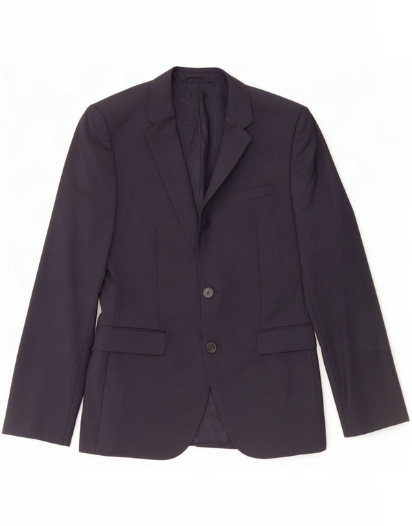 Hugo Boss Mens 2 Button Blazer Jacket US 36 Small Navy Blue Virgin Wool