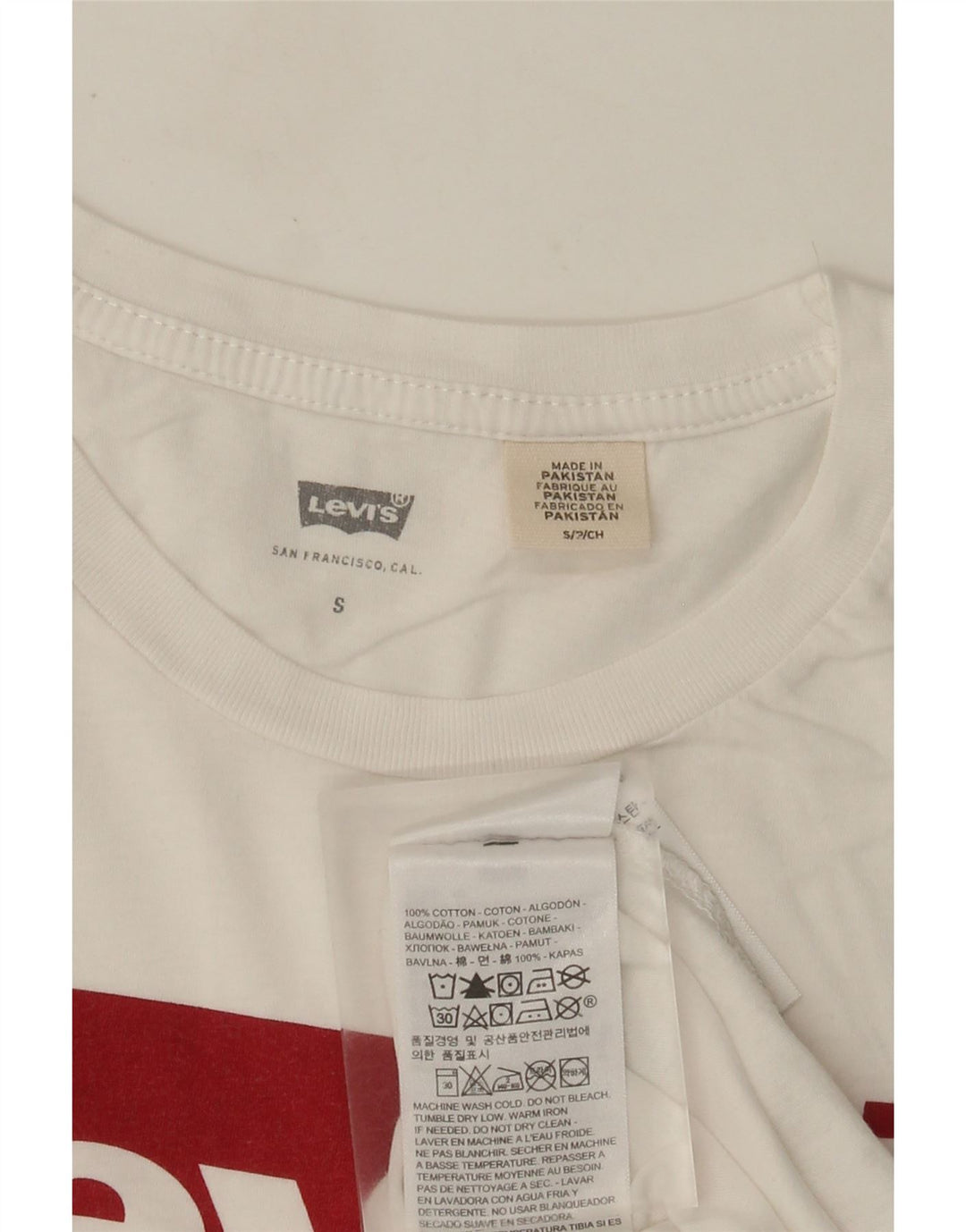T-shirt grafica da donna Levi's Top UK 10 piccola in cotone bianco