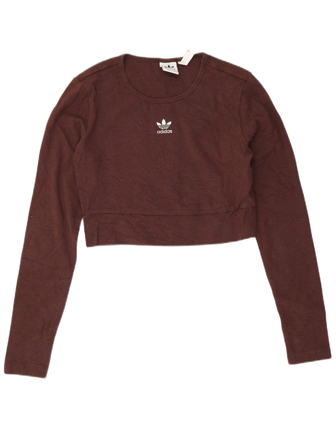 Felpa corta da donna Adidas maglione UK 12/14 cotone marrone medio