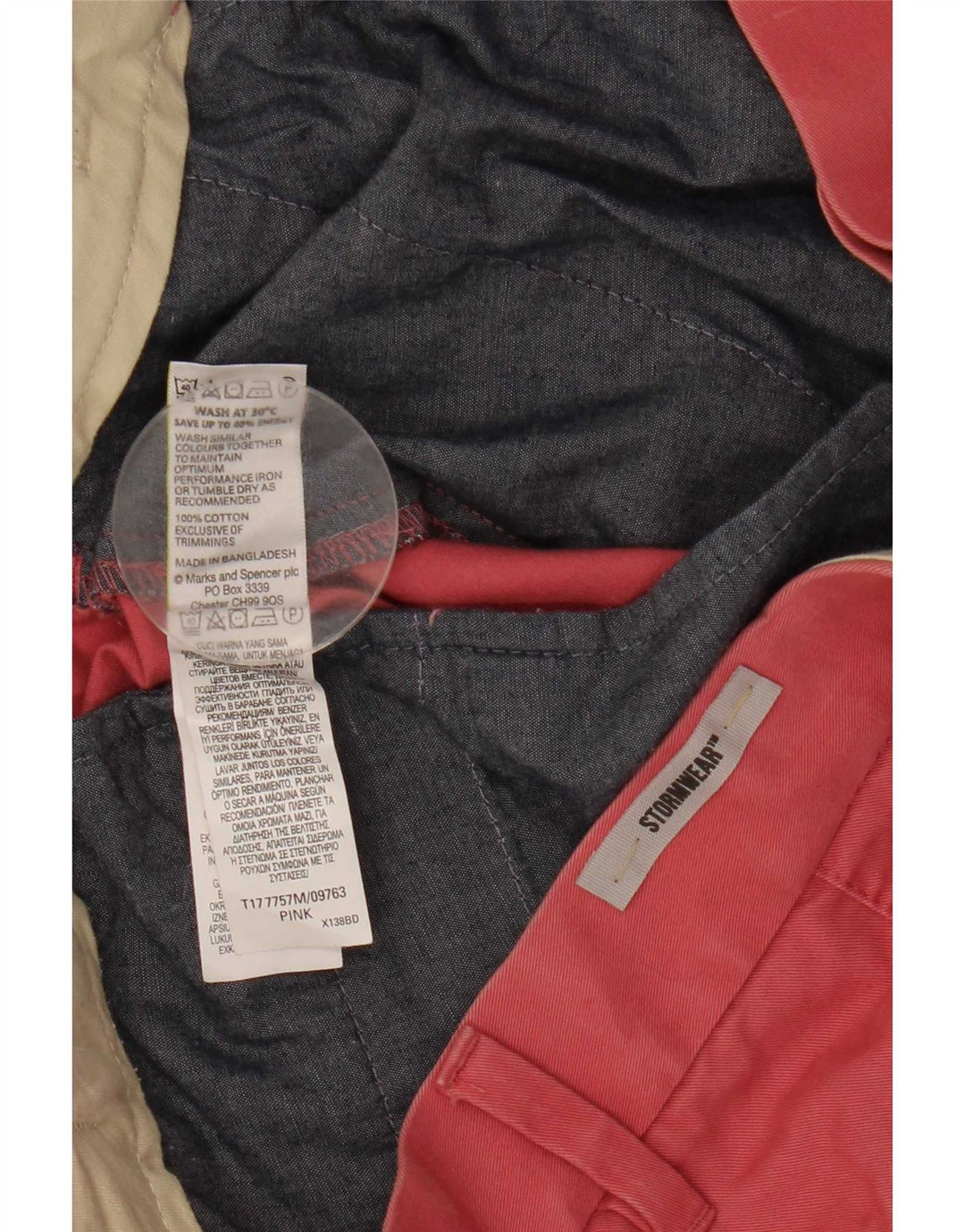 Pantaloncini chino da uomo Marks & Spencer W36 grandi in cotone rosa