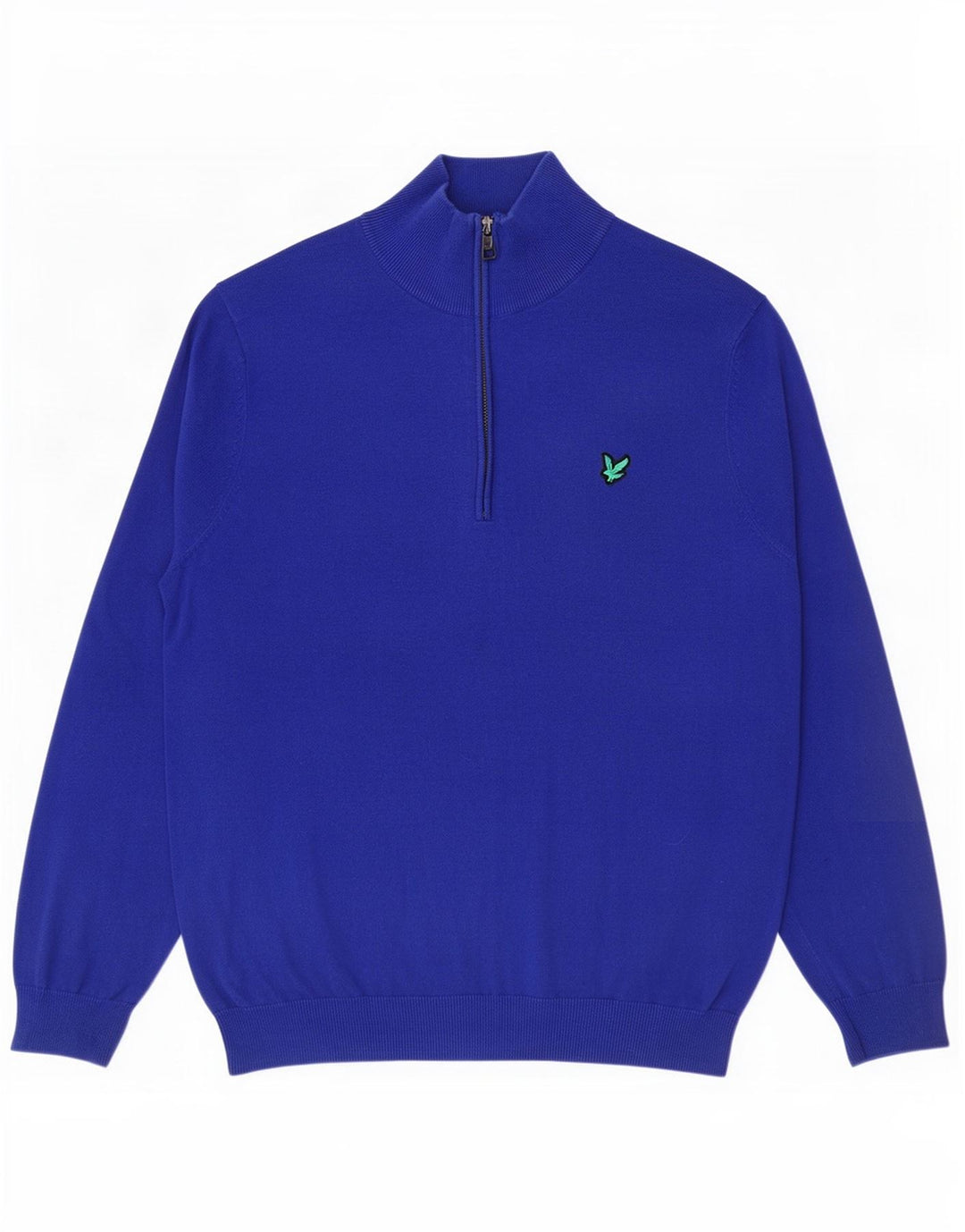 Lyle & Scott Maglione da uomo con zip e collo grande in cotone blu