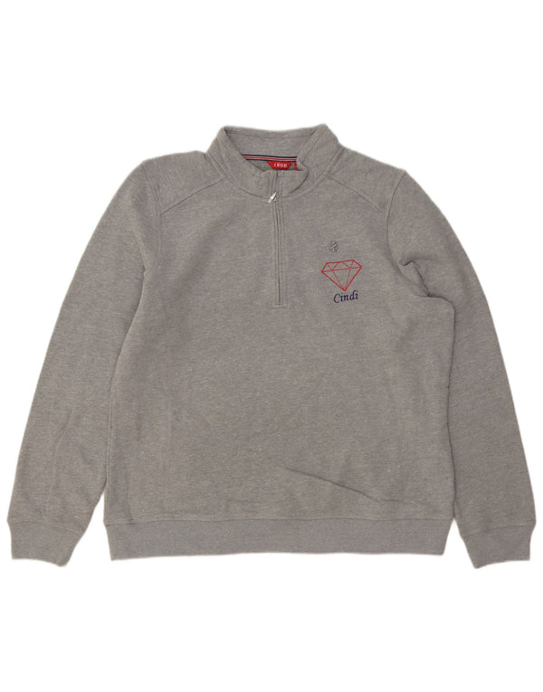 Felpa da uomo con zip e collo IZOD 2XL in cotone grigio