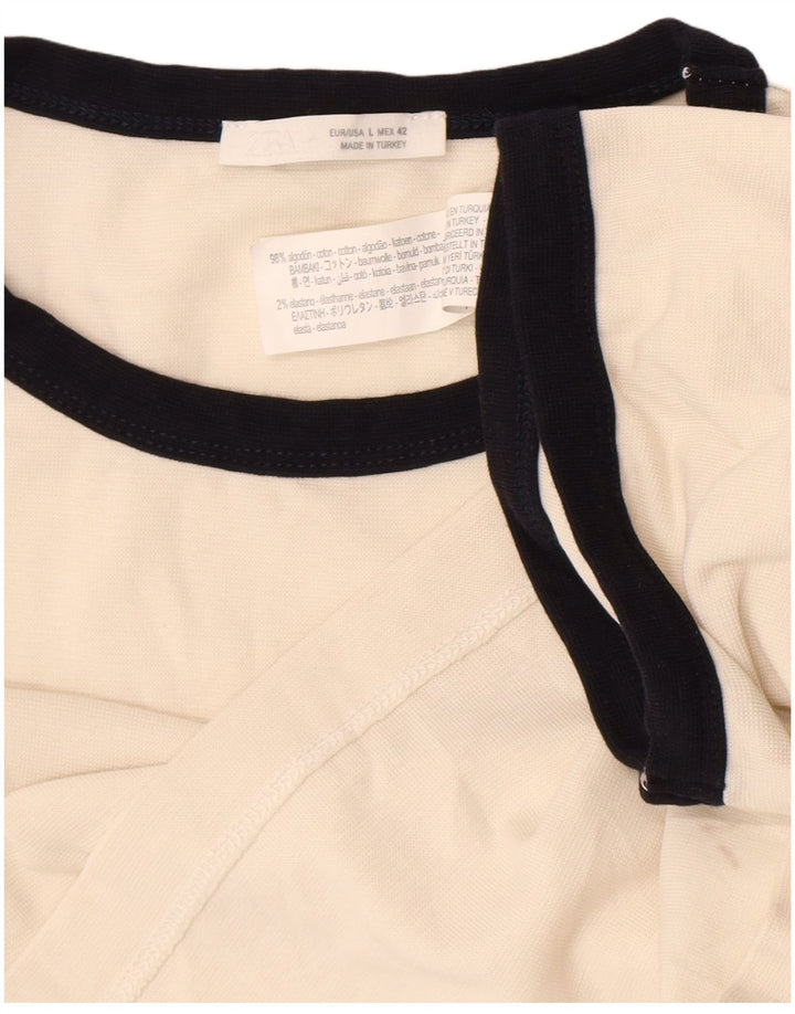 T-shirt da uomo Zara Top Large in cotone bianco sporco