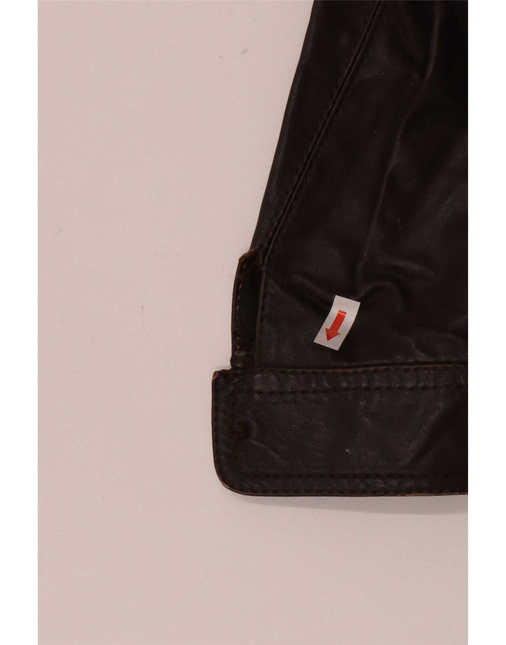 Giacca in pelle vintage da uomo UK 36 piccola marrone