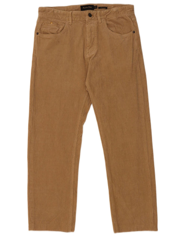 Pantaloni dritti da uomo in velluto a coste Massimo Dutti EU 38 Small W30 L25 Beige