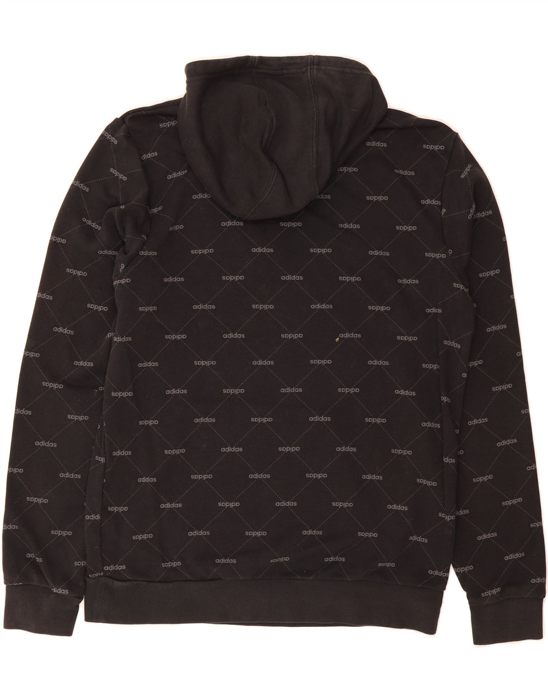 ADIDAS Mens Graphic Hoodie Jumper Medium Black Polyester Vintage Adidas and Second-Hand Adidas from Messina Hembry 