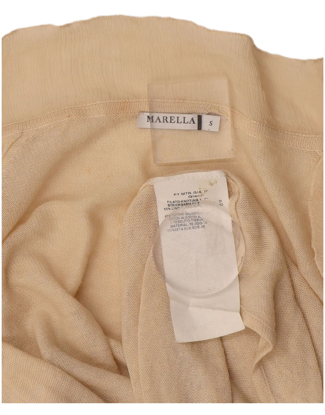 Maglione cardigan aperto da donna Marella UK 10 piccolo lino beige