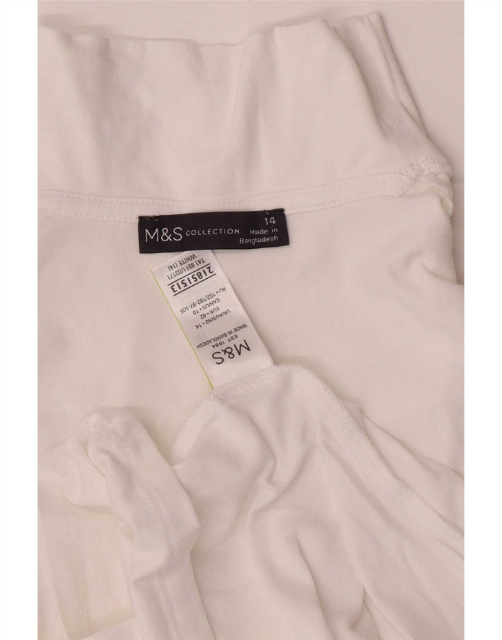 Marks & Spencer Top da donna a maniche lunghe UK 14 Large in cotone bianco
