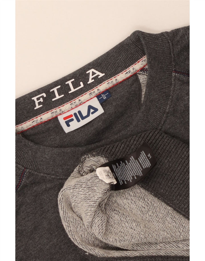 Felpa grafica da uomo Fila Maglione grande cotone grigio