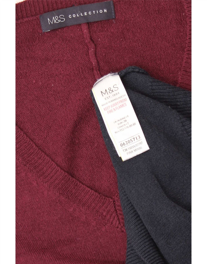 Maglione maglione con scollo a V da donna Marks & Spencer UK 6 XS multicolore