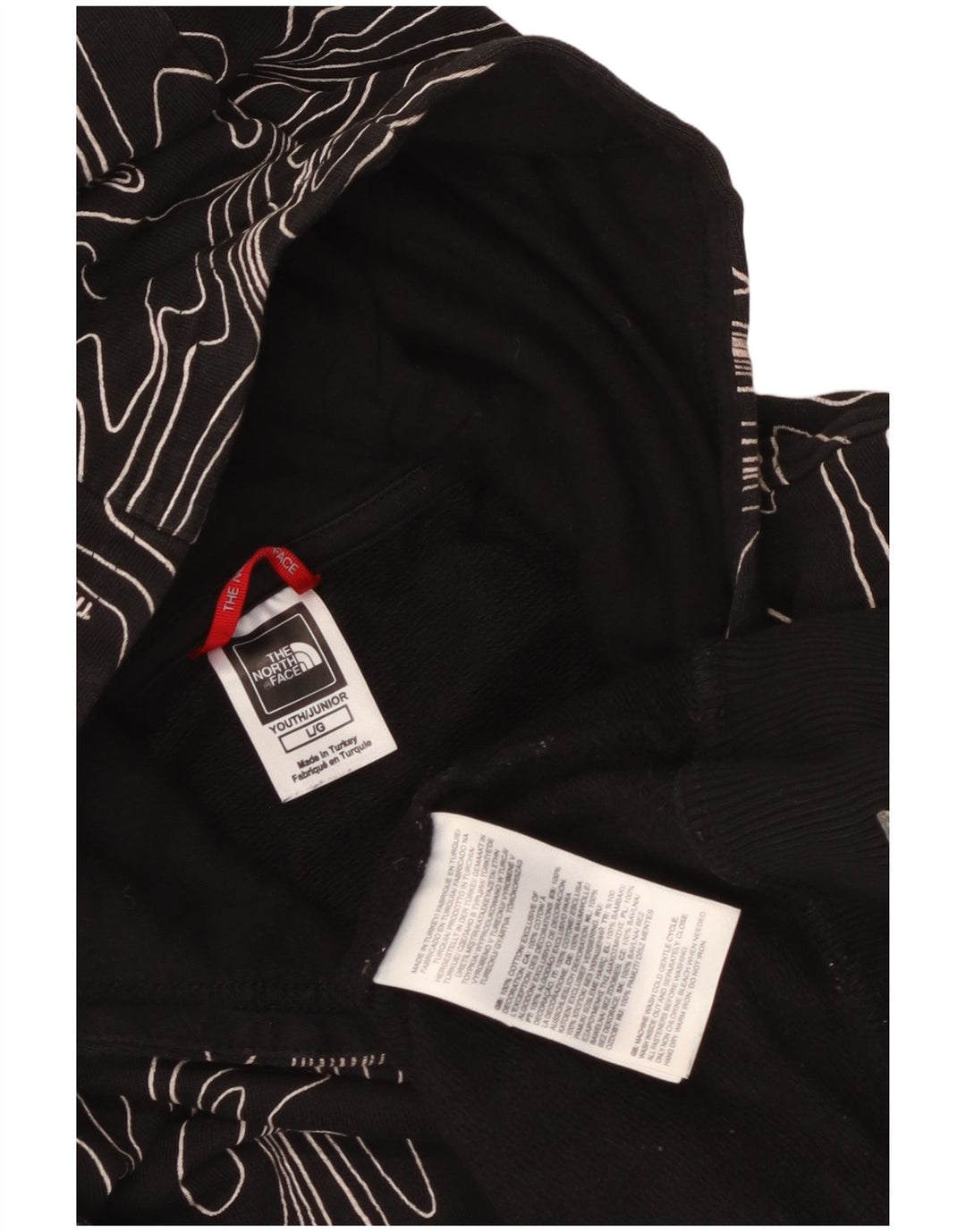 Felpa con cappuccio The North Face da bambino con motivo astratto, 11-12 anni, grande, nera