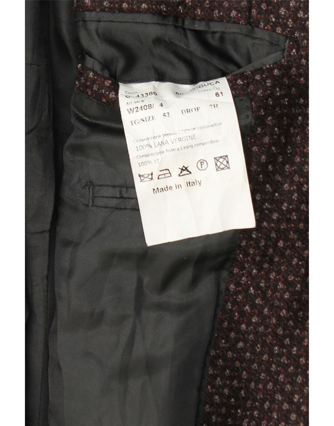 Giacca blazer a 3 bottoni da uomo Al Duca D'Aosta IT 52 XL Borgogna screziata