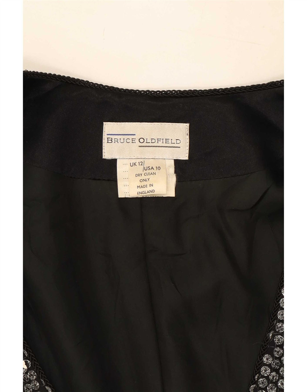 Giacca blazer da donna Bruce oldfield UK 12 argento medio