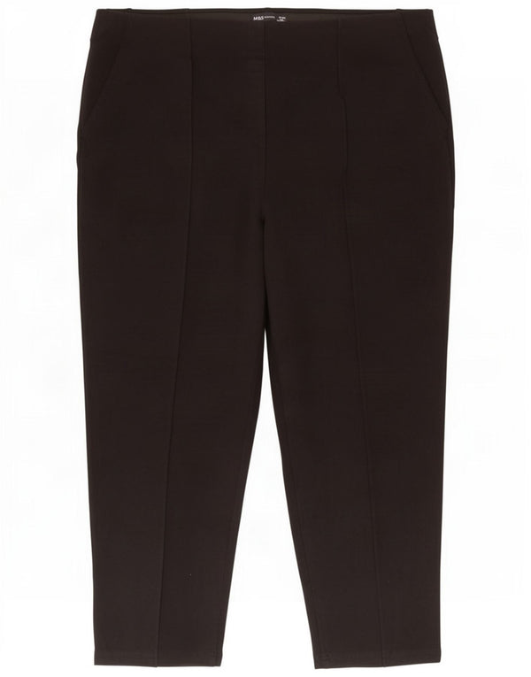Pantaloni Capri da donna Marks & Spencer UK 22 3XL W40 L20 Viscosa nera