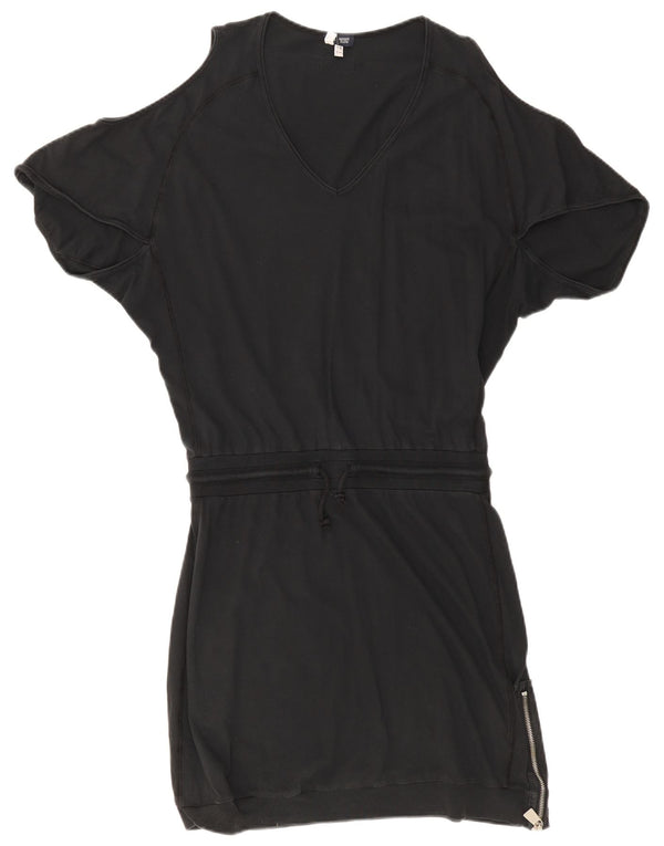 Armani Jeans Abito da donna con spalle scoperte a pipistrello UK 10 Piccolo cotone nero