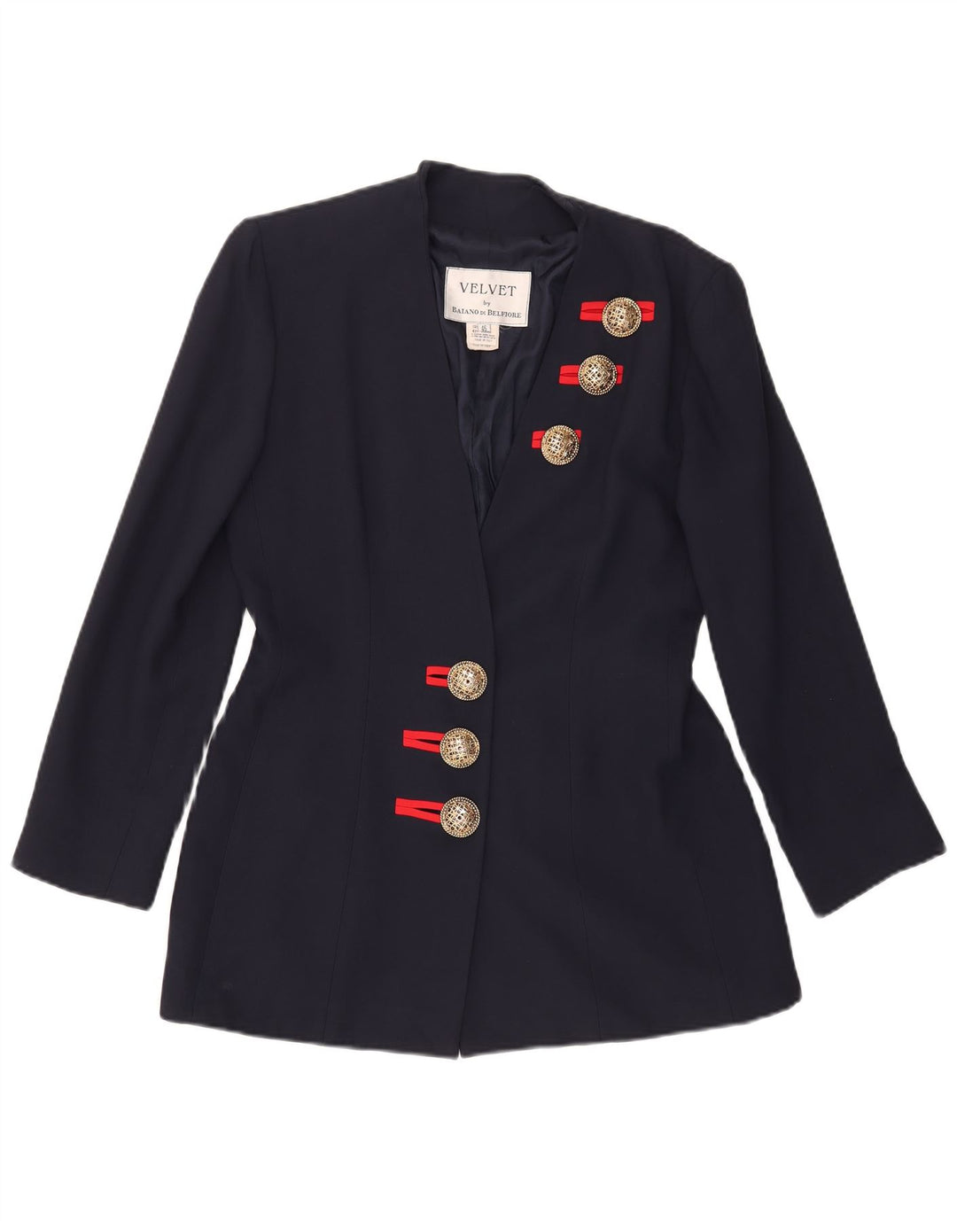 Giacca blazer vintage da donna a 3 bottoni IT 46 grande acetato blu navy