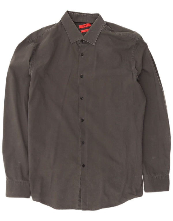 Camicia slim fit da uomo Hugo Boss taglia 43 17 XL cotone grigio