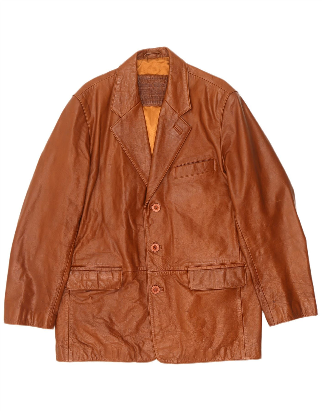 Giacca blazer in pelle da uomo a 3 bottoni Union River EU 48/50 Marrone medio