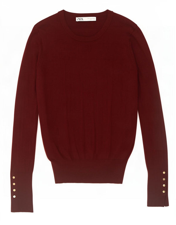 Maglione maglione girocollo da donna Zara UK 10 piccolo bordeaux