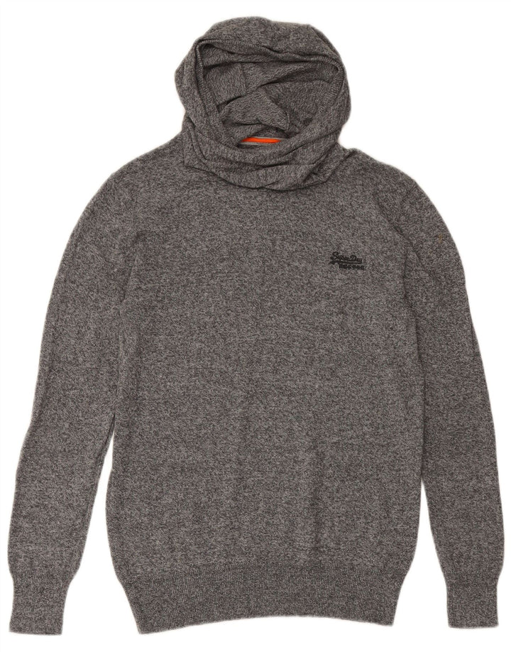 Maglione da uomo con cappuccio SUPERDRY in cotone grigio medio