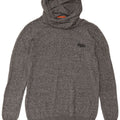 Maglione da uomo con cappuccio SUPERDRY in cotone grigio medio