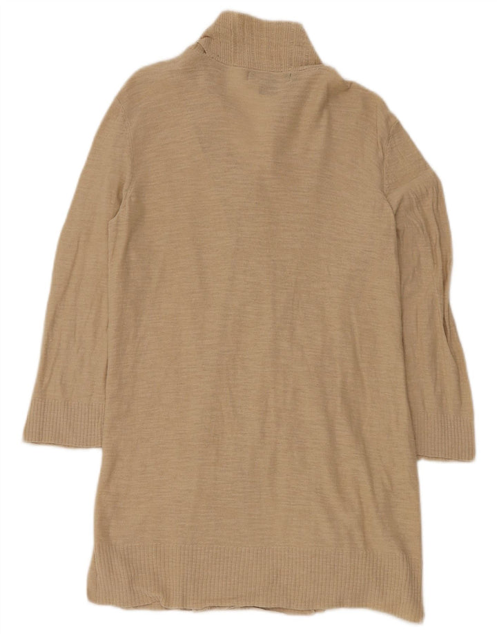 EDDIE BAUER Maglione cardigan aperto lungo da donna UK 12 Beige medio