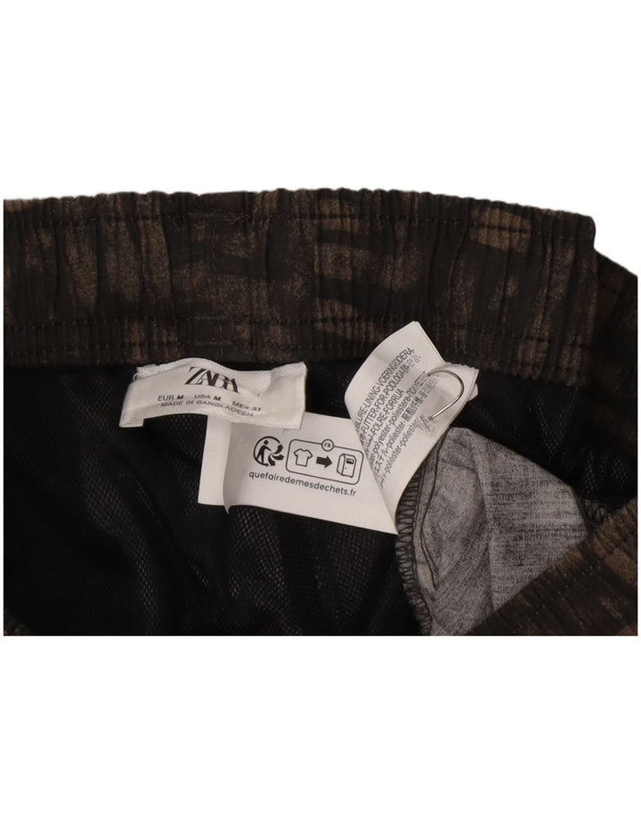 Pantaloncini da bagno da uomo Zara in poliestere geometrico nero medio